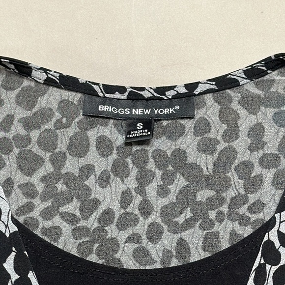 BRIGGS NEW YORK Black & Sliver/ gray Patterned Faux Layered Blouse Top, S - Picture 4 of 7